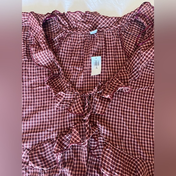 Old Navy Burgundy Plaid Top XL tall nwt - Picture 8 of 8